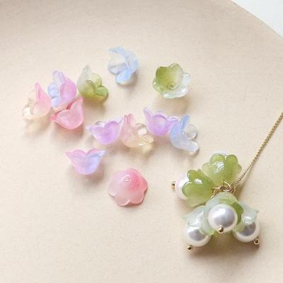 10pcs Daffodil Colored Glaze Flower Gradient Color Diy Handmade Jewelry Pendant Earrings Necklace Material
