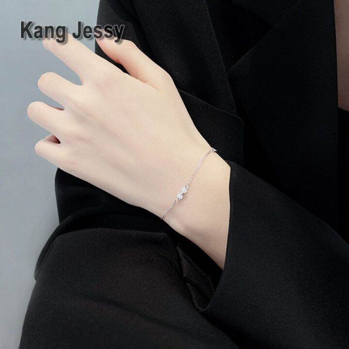 kang-jessy-ins-สร้อยข้อมือเหล็กไทเทเนียมประดับเพชรสไตล์เกาหลีสำหรับผู้หญิง