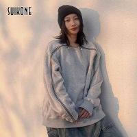 Suikone เสื้อกันหนาวผู้ชายเสื้อกันหนาวอินเทรนด์อเมริกันเสื้อกันหนาวฤดูใบไม้ร่วงมีสไตล์หล่อ