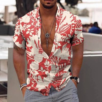 เสื้อพิมพ์ลายดอกไม้2023สำหรับผู้ชายเสื้อฮาวายเขตร้อนเสื้อแฟชั่นแขนสั้นชายหาดเสื้อยืดเสื้อสตรีบุรุษ
