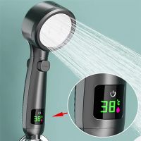 High Pressure Handheld Bathroom Shower Head Water Saving Showerhead Pressurized Adjustable Spray LED Digital Temperature Display Showerheads