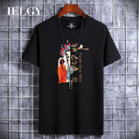 IELGY 【 S-6XL 】เสื้อยืดผู้ชายใหม่ผ้าฝ้ายคอกลมหลวมขนาดบวกพิมพ์เสื้อบอททอม