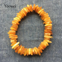 Yoowei Natural Baltic Amber Bracelet Irregular Beads Original Amber Jewelry Precious Elastic Stretch Bracelets Female pulseras