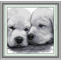 Two little dogs snuggle counted 11CT 14CT Cross Stitch Set DIY DMC Chinese Cross-stitch animal Embroidery Needlework Home Decor