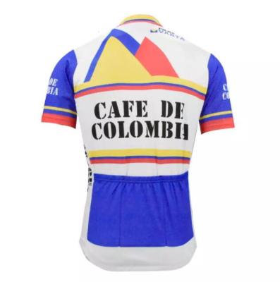Colombia Retro Cycling Jersey Men Short Sleeve Summer Breathable Cycling Tops Ride Maillot Ciclismo Bike Wear Blue Clothing