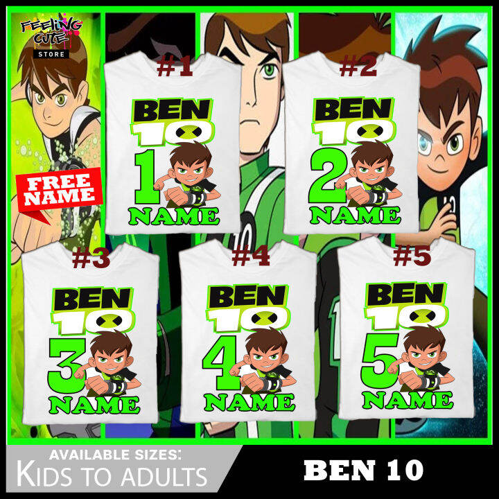 Ben10 Omniverse Number Shirt1 2 3 4 5 6 7 8 9 10 for Kids to Adults ...