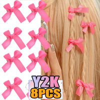 Super Pink and Tender Spring Summer New Ins Y2K Sweet Girl Bow Hairpin Top Clip Clip Hairslide Headwear Hair Accessories Hair Accessories