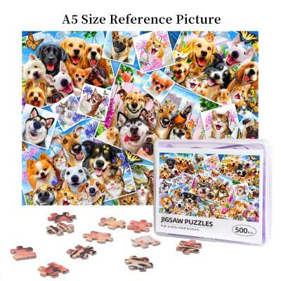 Selfie Pet Collage Wooden Jigsaw Puzzle 500 Pieces Educational Toy Painting Art Decor Decompression toys 500pcs