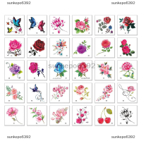 sunkepo6392 66pcs Flower Butterfly Body Art รอยสักชั่วคราวสติกเกอร์รอยสักกันน้ำ