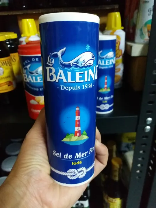 เกลือทะเลป่น เสริมไอโอดีน สำหรับบริโภค 250 กรัม ตราลาบาเลน La Baleine