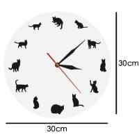 Cats Silhouette Iconic Wall Clock Animal Pet Store Decoration Clock Watch Kitty Kitten Lazy Cat Quartz Wall Clock Cat Lover Gift