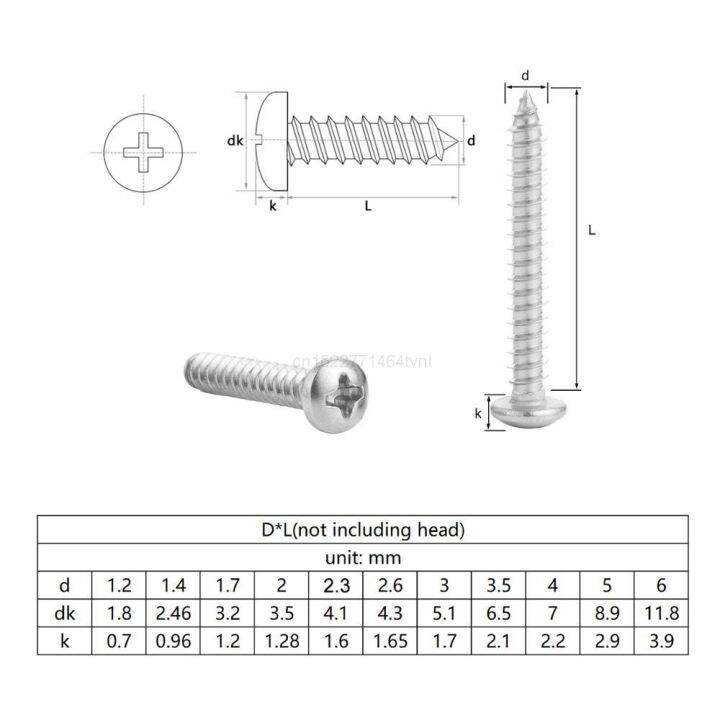 10-55pcs-m1-2-m1-4-m1-7-m2-m2-3-m2-6-m3-m3-5-m4-m5-m6-small-304-stainless-steel-cross-phillips-pan-round-head-self-tapping-screw