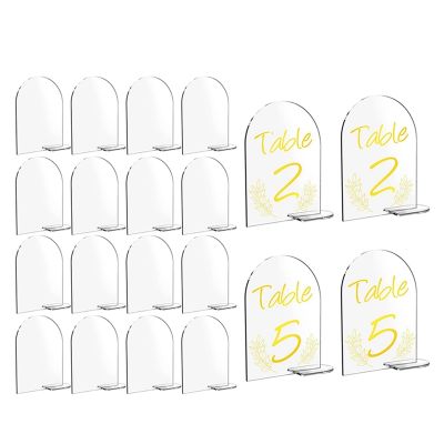 20Piece Blank Acrylic Numbers Signs with Stand 6X4 Inch Diy Arch Acrylic Stand Signs Wedding Reception Sign