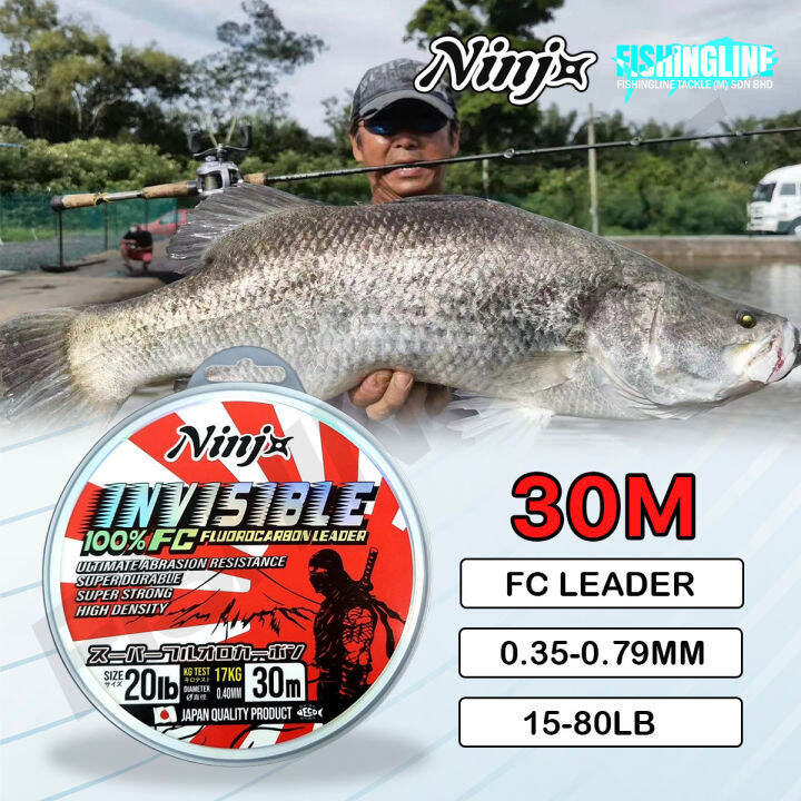 NINJA Invisible FluoroCarbon 100 Fishing Leader Line 30M Lazada