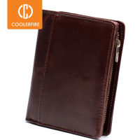 Genuine Cow Leather Short Men Wallet Small Vintage Wallets For Men Brown Clutch Bag Coin Bag Purse Money Clip Wallet PJ123