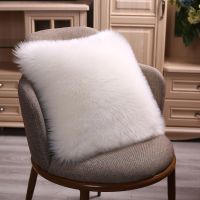 40/45/50cm Pure White/Grey Cushion Cover One Side Faux Fur Decorative Throw Pillow Case Square Plush For Home Sofa Decor