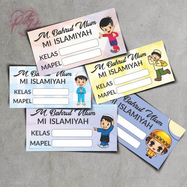 Sticker Stiker Label Buku Pelajaran Custom Nama Sekolah Tema Cowok