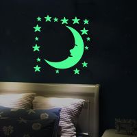 ZZOOI Creative Moon Star Pattern Glow Sticker For Kids Bedroom Ceiling Decoration Luminous Wall Mural Art Diy Girls Decals Pvc Poster
