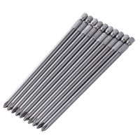 10PCS 1/4 150MM Length S2 Steel Magnetic Screwdriver Bits Cross Head PH2 Electric Screwdriver Bit Set Screw Nut Drivers