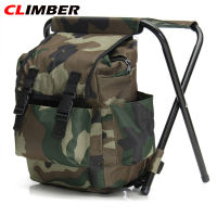 CLIMBER 【จัดส่งด่วน】เก้าอี้พับกลางแจ้งลายพราง,พร้อมกระเป๋าเก็บของขนาดใหญ่กันลื่นทนทานต่อการฉีกขาดเก้าอี้ออกซ์ฟอร์ดพกพาสำหรับตกปลาตั้งแคมป์