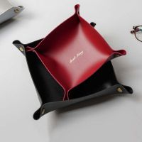 【cw】hot Leather Storage Table Top Tray Jewelry Cosmetics Organizer