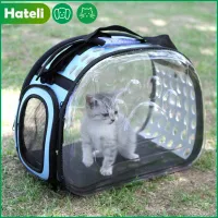 【HATELI】Transparent Cat Dog Carrier Bag Breathable Pet Travel Handbag Foldable Outdoor Shoulder Bags Puppy Travel Carrying Bags