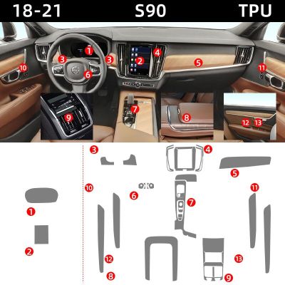 ฟิล์มใส Tpu สำหรับรถยนต์ Volvo S90 V90สติกเกอร์ตกแต่งภายในช่องควบคุมกลางแผงควบคุมเกียร์นำทางแผงหน้าต่างประตู