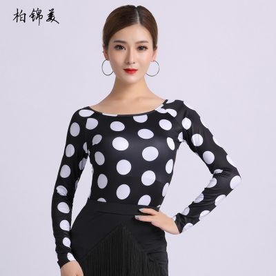 ♀❀✚ Latin dance shirt womens long-sleeved autumn and winter new clothing competition performance national standard modern dance bod