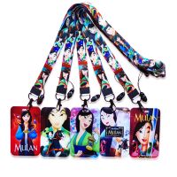 Disney Mulan ID Card Holder Lanyards Women Business Neck Strap Credit Card Case Girls Badge Holder Retractable Clip Card Holders