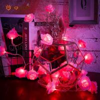 2.5M 20 LED Rose Flower String Lights / Battery Operated Wire Starry Fairy Lights / Waterproof String Lamp Suitable Indoor Outdoor / Decoration Night Light Perfect For BedroomFestivalChristmasRamadanPartiesWeddingBirthdayKids RoomPatioWindow