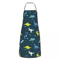 Funny Space Dinosaurs Bib Aprons Men Women Unisex Kitchen Chef Cartoon Animal Tablier Cuisine for Cooking Baking Gardening