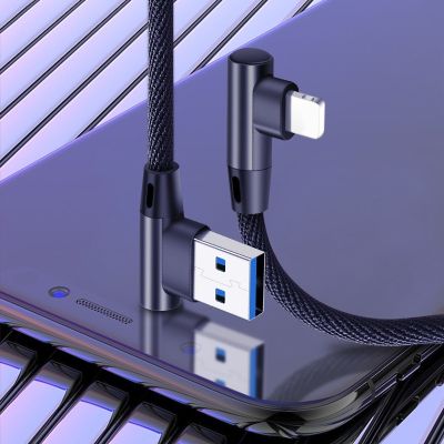 （A LOVABLE）90องศา USBCharger Cord Data Wire6 S 6 S 7 8 Plus 5 5S X XR 11 ProiPadOrigin ชาร์จนาน