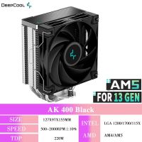 AK400สีดำ AK400สีดำลึกพัดลมระบายความร้อน CPU AK400 4ท่อความร้อนบางเรดิเอเตอร์ระบายความร้อนเงียบพัดลม FDB ตัวประมวลผลสำหรับเดสก์ทอปคอมพิวเตอร์ LGA1700 AM4 115X