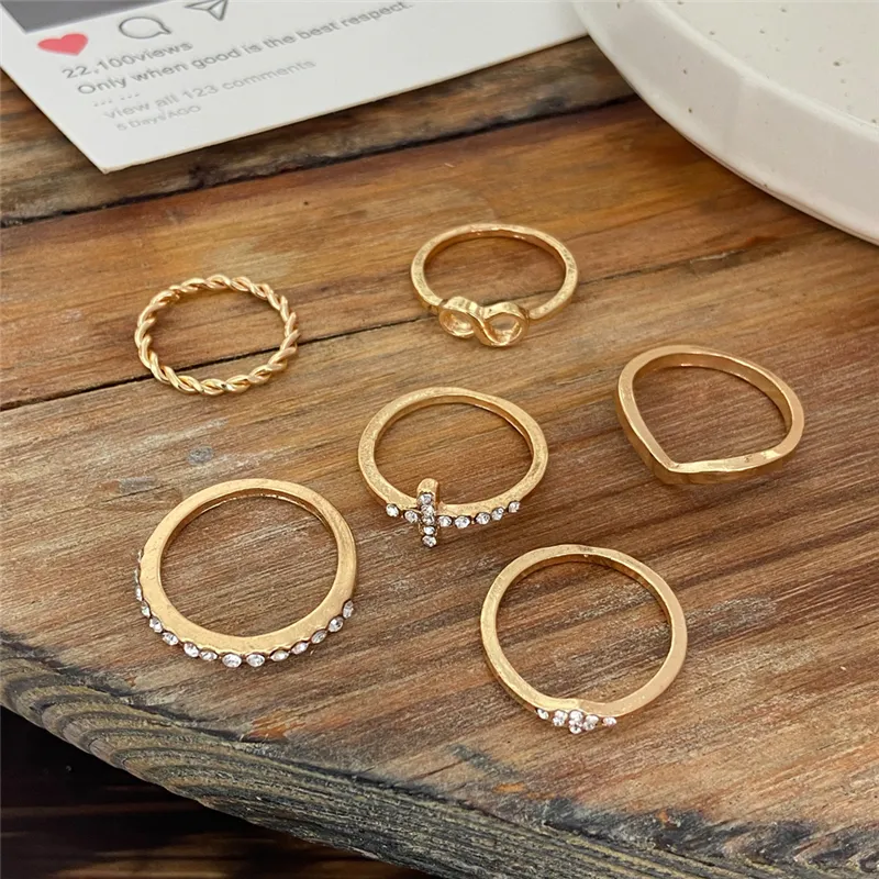 17KM Vintage Crystal Cross Infinity Rings Set For Women 2021 Trendy Star  Heart Chain Knuckle Rings Chain Finger Ring Jewelry | Lazada PH