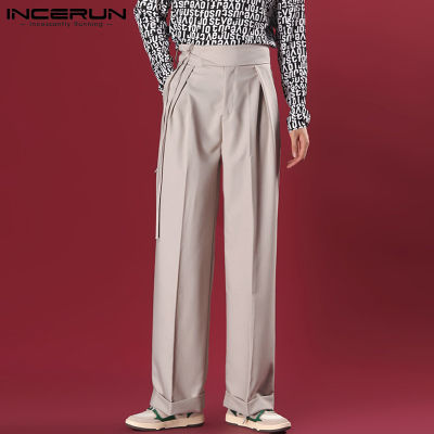 INCERUN กางเกงบุรุษขากว้างเอวสูงธรรมดาชุดที่เป็นทางการกางเกงขายาวสำหรับงานแต่งงาน (ลดล้างสต๊อก)
