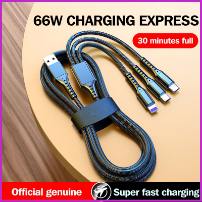 3 In 1 6A Android โทรศัพท์มือถือ Fast Charger สายชาร์จ Micro USB Super Flash สายชาร์จข้อมูล Type C Lightning สำหรับ iPhone Xiaomi Samsung Huawei Vivo Oppo Ios Data Line 1.2M