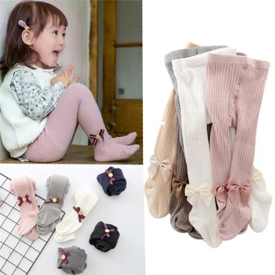 ☸✐ 0-8 Yrs Children Cotton Baby Girls Pantyhose Spring Autumn Winter Bowknot TightsKids Infant Knitted Collant Tights