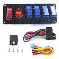 Universal 12V Racing รถสวิตช์จุดระเบิดแผงรีเลย์เครื่องยนต์ Start Push ปุ่ม Blue LED Toggle