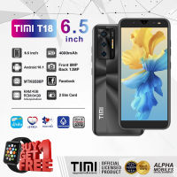 TIMI T18 โทรศัพท์มือถือ จอใหญ่ 6.5 นิ้ว แบตเตอรี่ 4000mAh กล้อง 13MP | ประกันศูนย์ไทย 8 เดือน ( 4 + 64GB ) Black / สีดำ