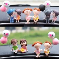 2Pcs/Set Car Decoration Cute Cartoon Couple Dashboard Doll Balloon Ornament Auto Interior Accessories for Girls Newlyweds Gift