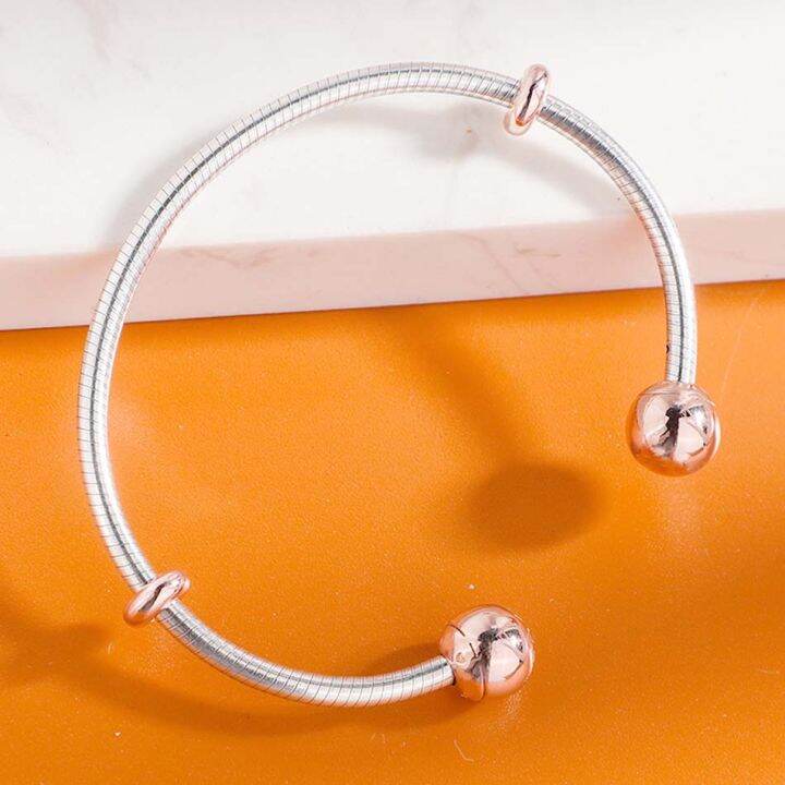 925 Sterling Silver pandora Bracelet Rose Gold Moments Snake Chain