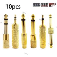 10pcs Audio Adapter 6.5mm Male to 3.5mm Female Jack Plug Headset Microphone Guitar Recording Mono Dual Channel Converter W6TH