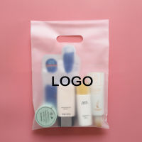 20 Pcs Custom Logo Transparent CPE Matte Cosmetic Bags for Business Gift Clothing Pack with Loop Handle Shopping Storage Bags