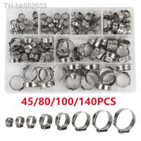 ❀ 45/80/100/140pcs Single Ear Stepless Hose Clamps 304 Stainless Steel Hose Clamps Cinch Clamp Rings for Sealing Kinds with box