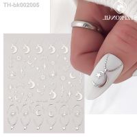 ✐✧☍ Sliver Nails Stickers Mental Sun Moon Star Lock Angel Wing Decals Nail Charms 3D Adhesive Sliders Spring Decor Accessories SLSWT