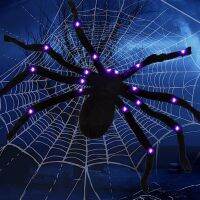 【LZ】✇♨○  30-150cm halloween decoração aranha led luminoso de grandes dimensões pelúcia gigante aranha web casa barra assombrada casa prop decoração do feriado