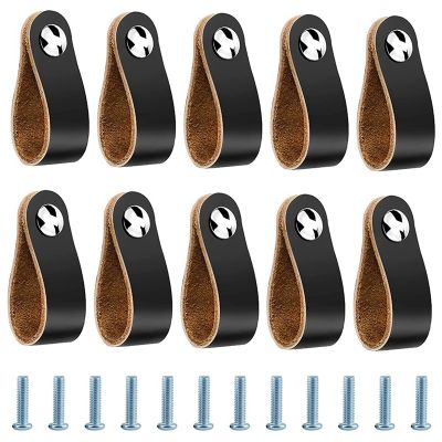10PCS PU Leather Furniture Handles, Leather Cabinet Handles, Door Handles for Drawers, Furniture, Kitchen Cupboards