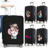 Black Luggage Cover High Elastic Thick Durable Dustproof Suit Case for 18 To 28 Protector 3 Sizes Mom Print Travel Accessories