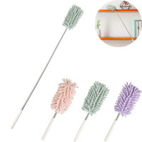 Telescopic Lengthen Duster Microfiber Chenille Home Cleaning Stainless Dust Removal Steel Dust Brush Ceiling Clean Multifunction