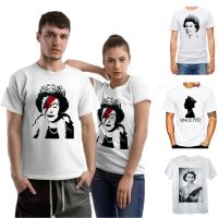 1x Queen Elizabeth II พิมพ์แขนสั้นสีขาวเสื้อ T ผู้ชายผู้หญิง Unisex T เสื้อสบายๆพิมพ์ TOP streetwear